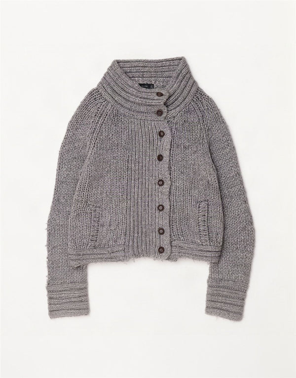 Zara Womens Cardigan Sweater UK 14 Medium Grey Acrylic