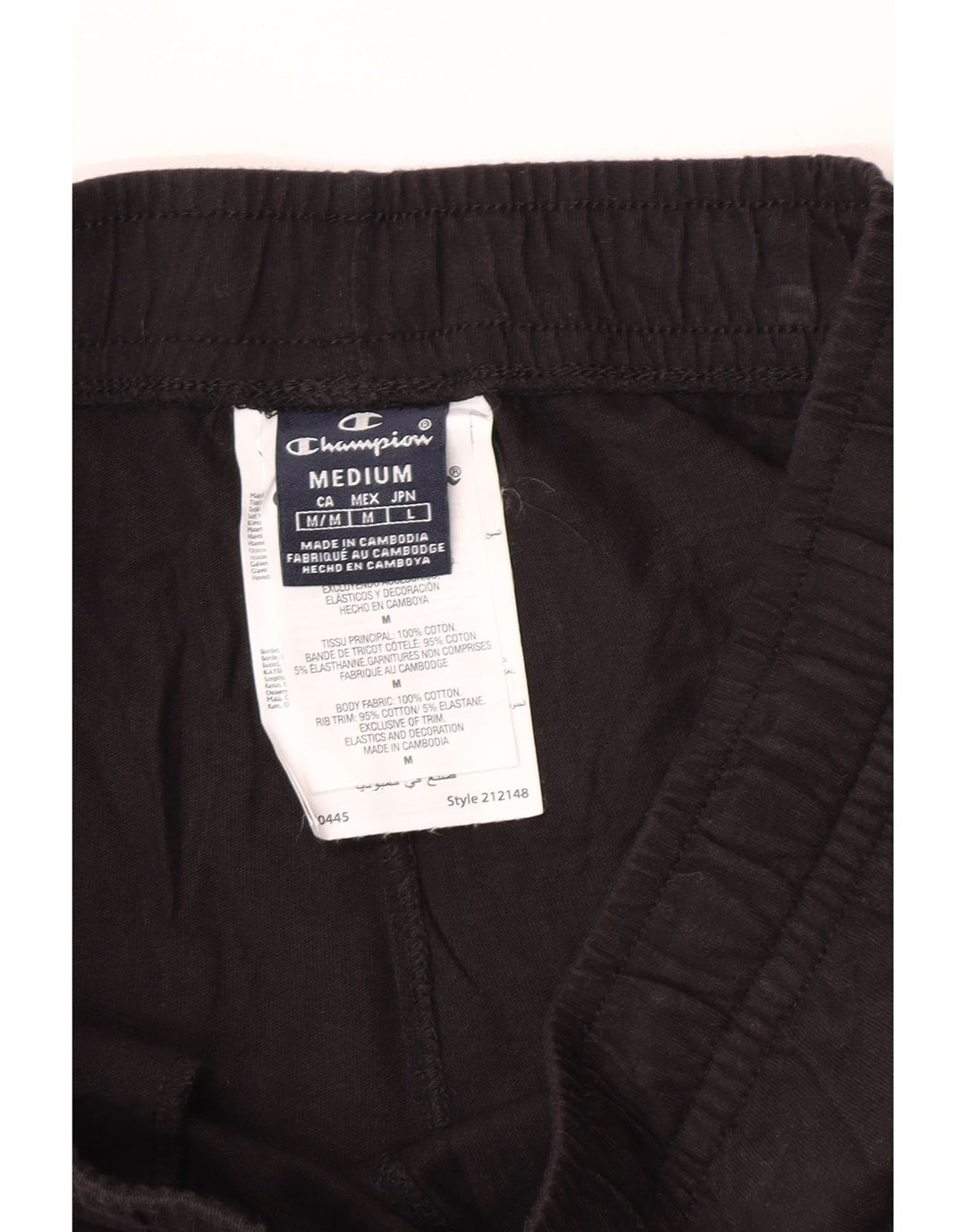 Champion Mens Tracksuit Trousers Joggers Medium  Black Cotton