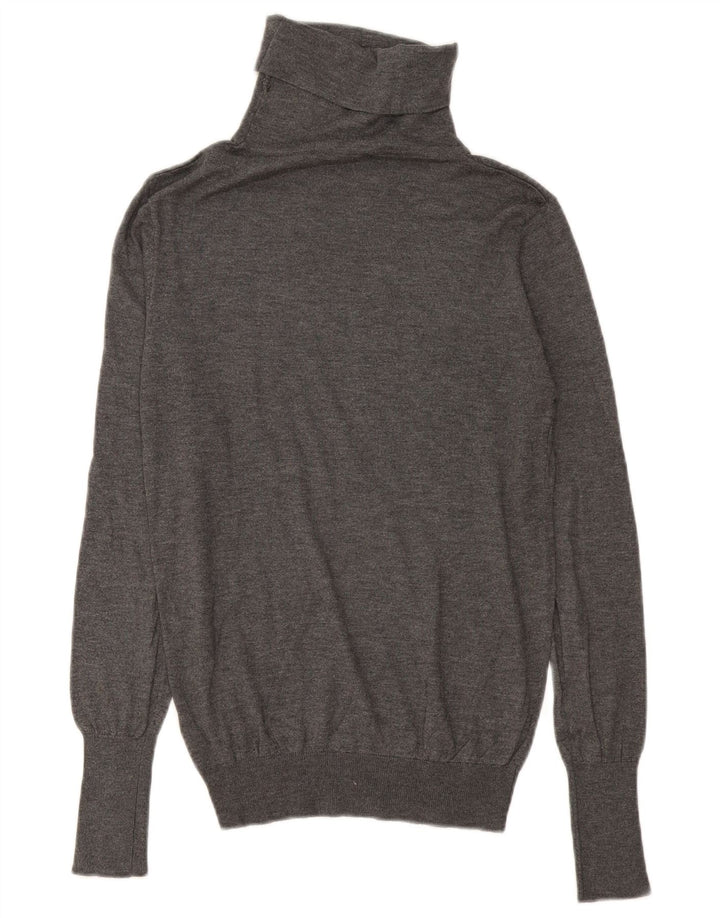 Zara Womens Roll Neck Jumper Sweater UK 14 Medium Grey Modal