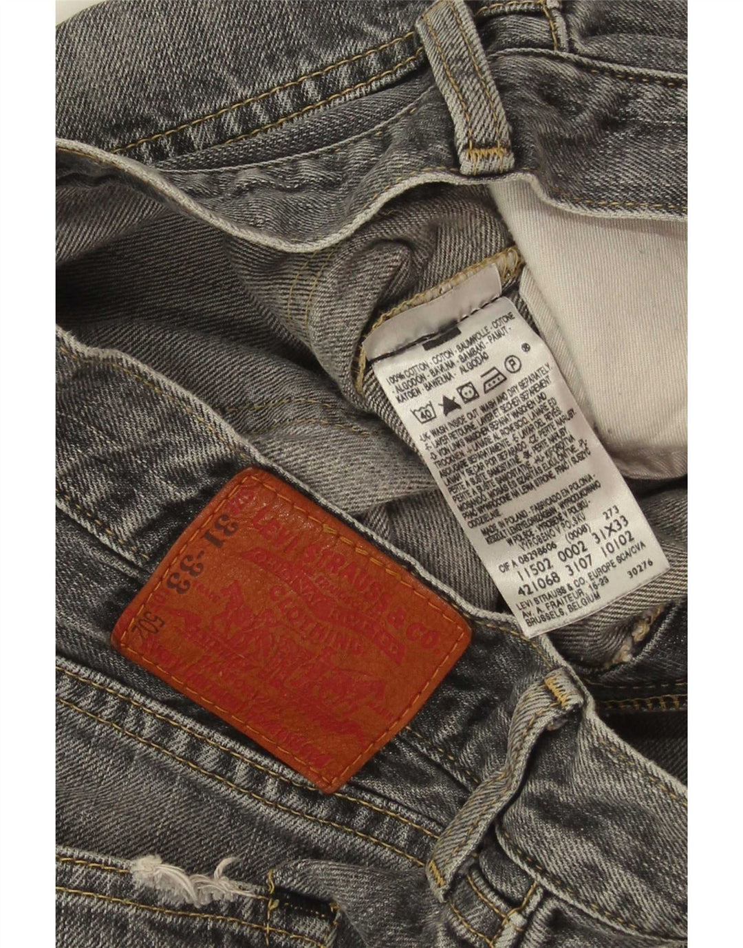 Levi's Mens 502 Tapered Jeans W31 L30 Grey Cotton