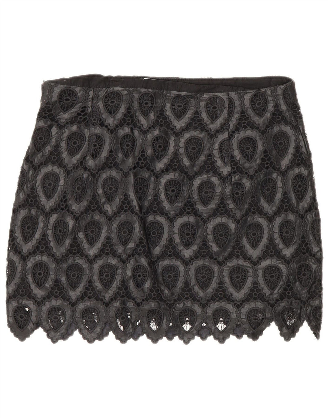 Zara Womens Mini Skirt Large W30 Black Geometric Polyester