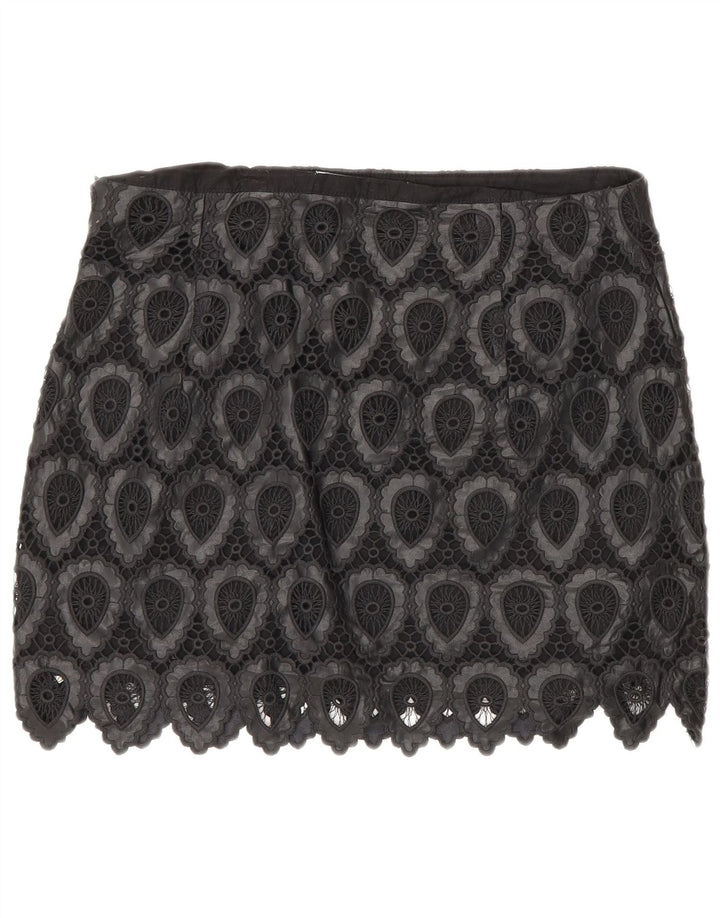 Zara Womens Mini Skirt Large W30 Black Geometric Polyester