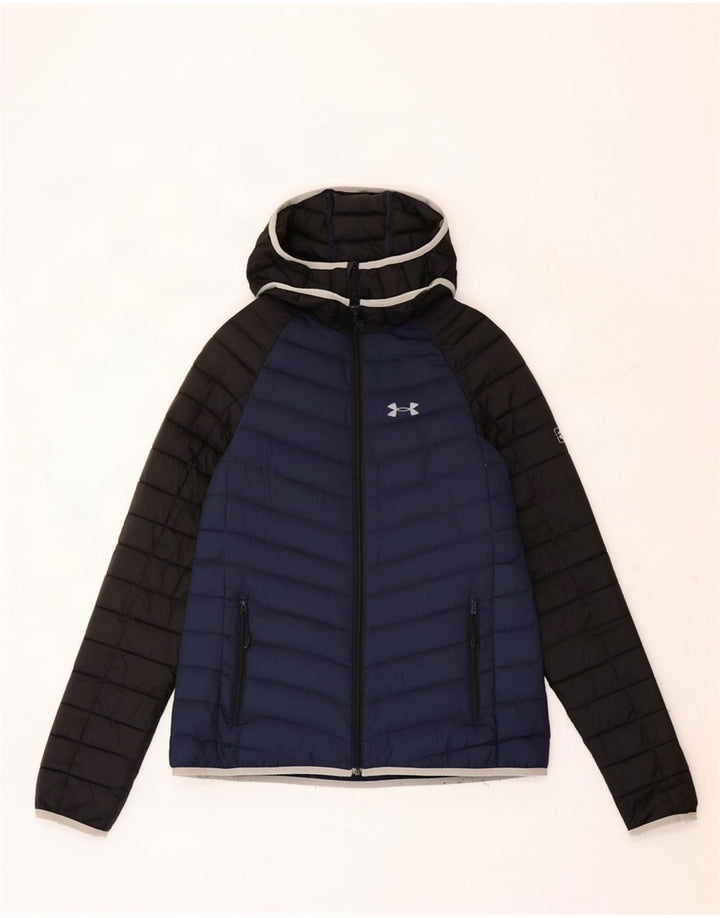 Jack Wolfskin Womens Padded Jacket UK 12 Medium Navy Blue Colourblock