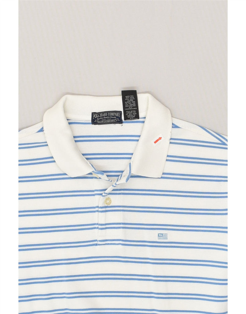 RALPH LAUREN Mens Polo Shirt Small White Striped Cotton | Vintage Ralph Lauren | Thrift | Second-Hand Ralph Lauren | Used Clothing | Messina Hembry 