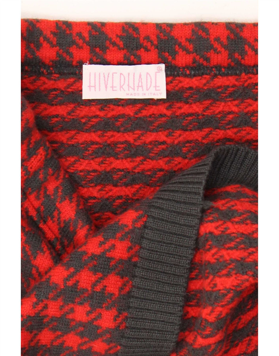 Vintage Womens Knit Pencil Skirt W30 Medium Red Houndstooth