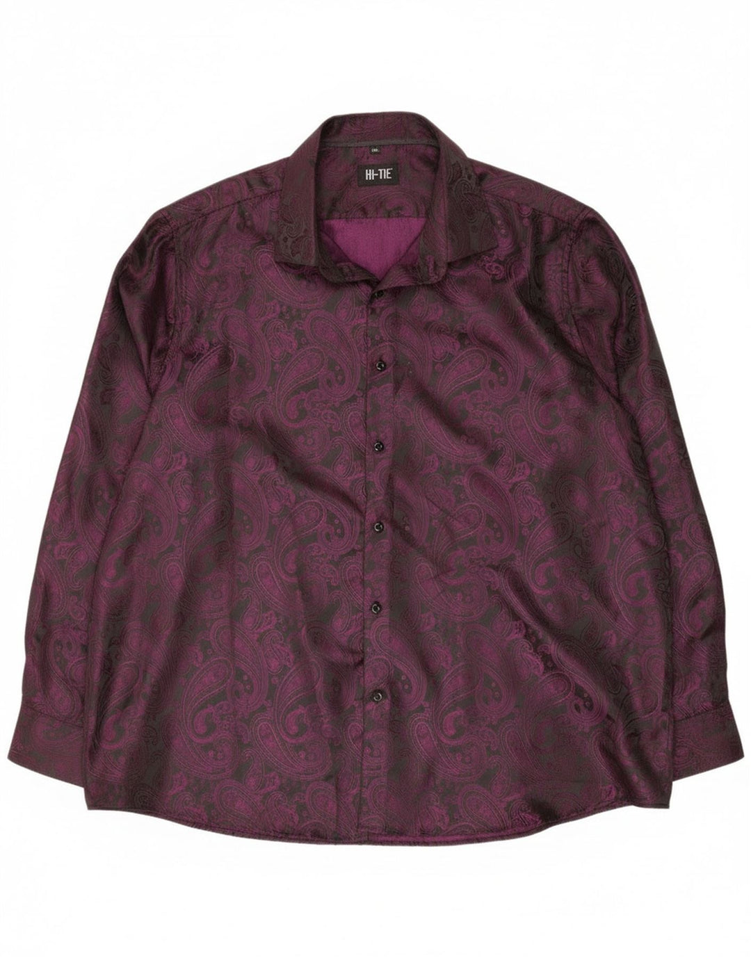 Hi-Tie Mens Shirt 2XL Purple Paisley Polyester
