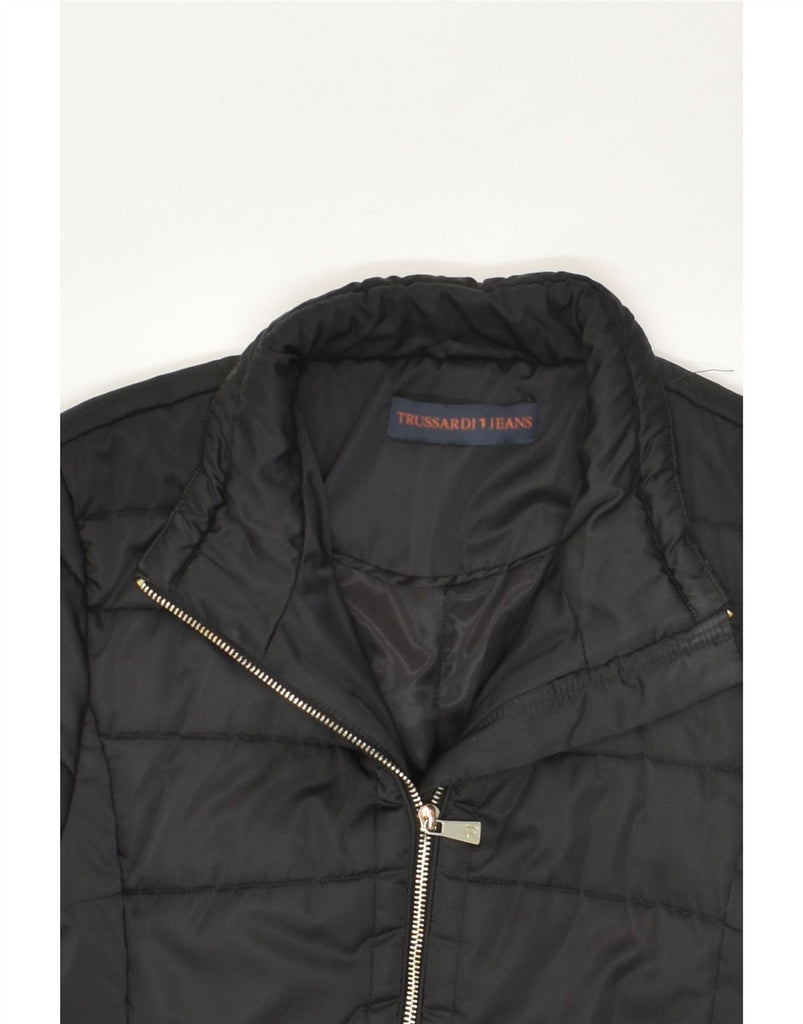 TRUSSARDI JEANS Womens Padded Coat IT 44 Medium Black Polyester | Vintage Trussardi Jeans | Thrift | Second-Hand Trussardi Jeans | Used Clothing | Messina Hembry 