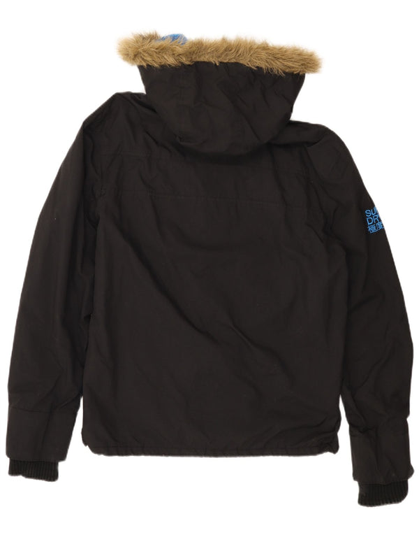 SUPERDRY Mens Windcheater Hooded Windbreaker Jacket UK 40 Large Black