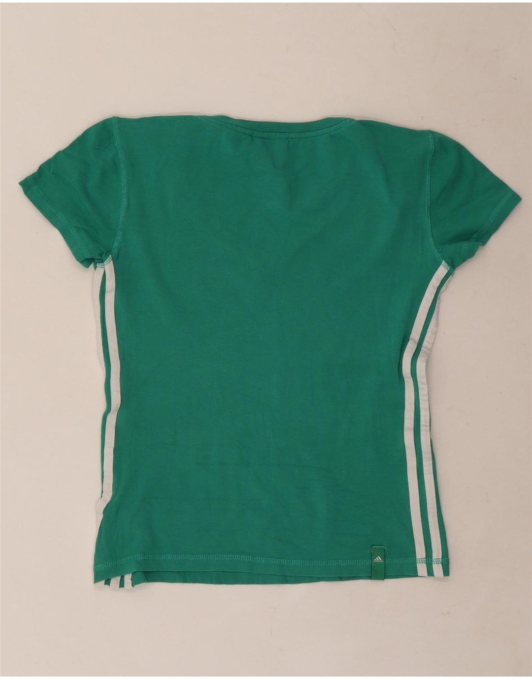 Adidas Womens T-Shirt Top UK 12 Medium Green Cotton
