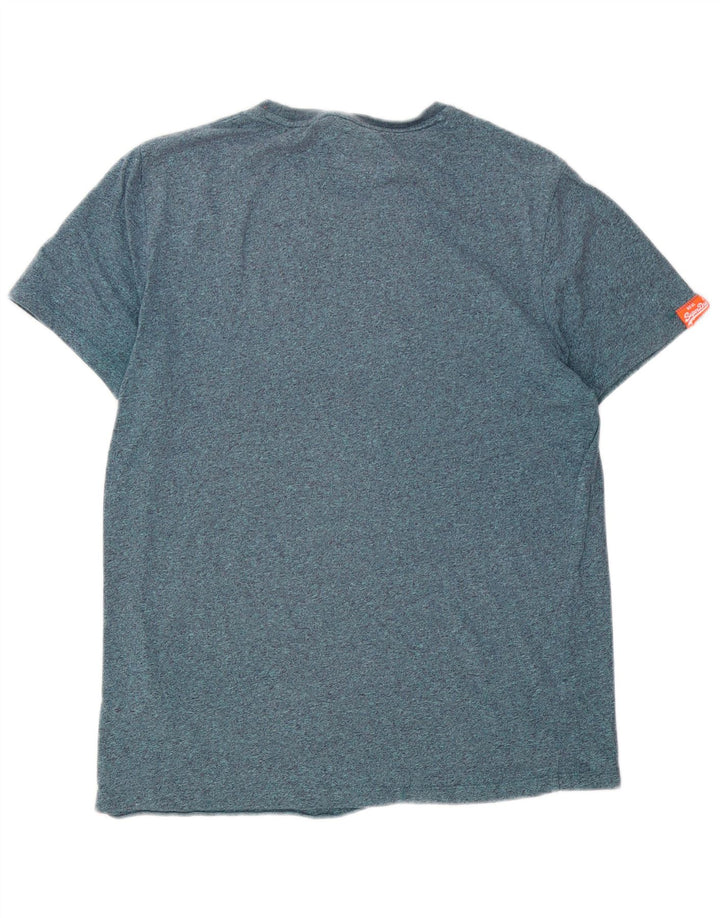 Superdry Mens T-Shirt Top Large Blue Flecked