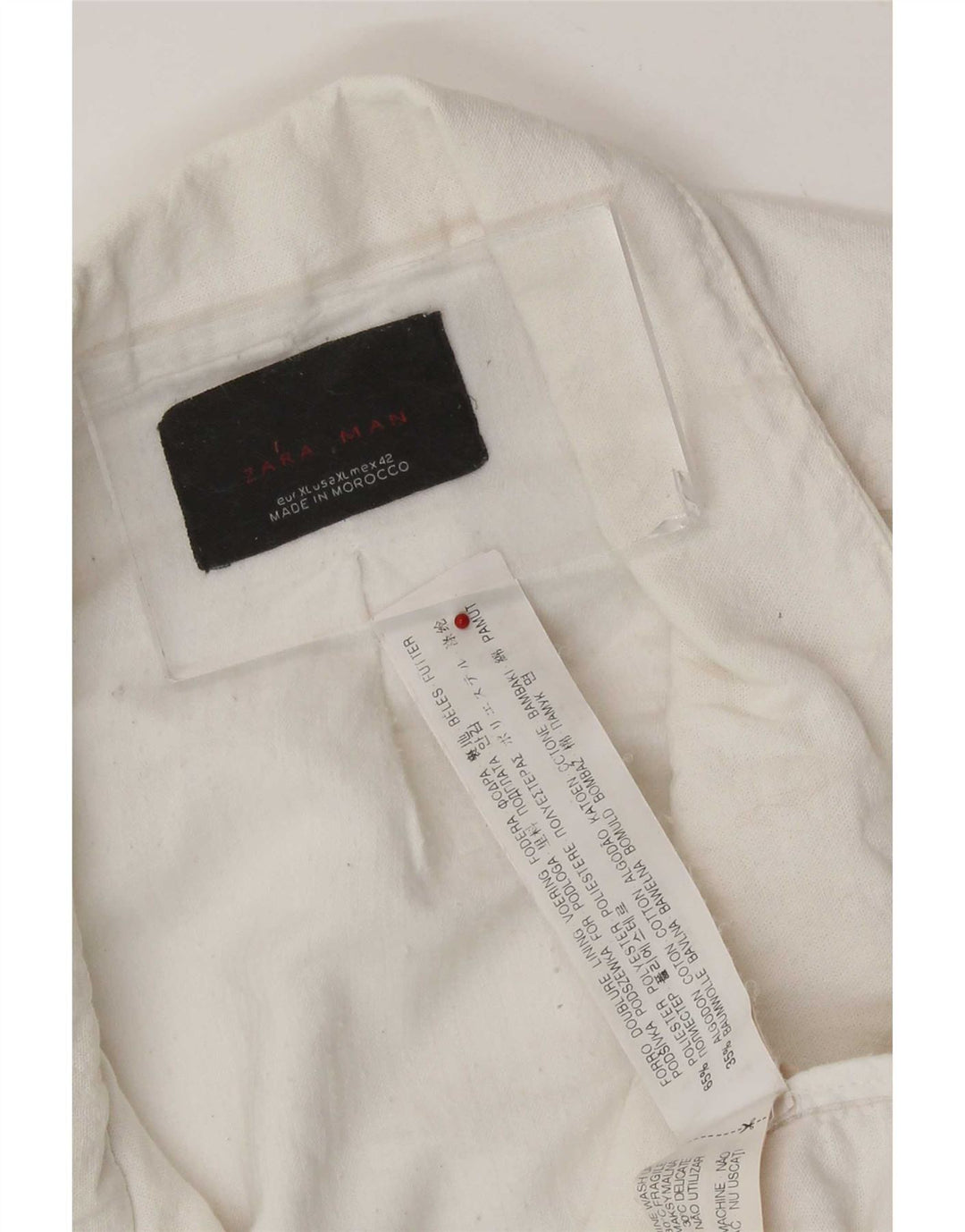 Zara Mens Utility Jacket UK 42 XL White Polyester