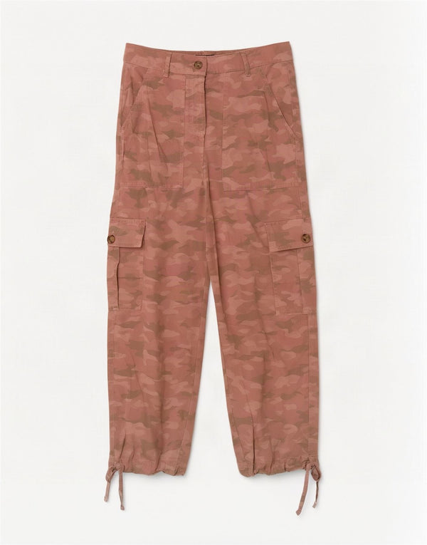 Marks & Spencer Womens Crop Cargo Trousers UK 6 XS W26 L23 Pink Camouflage