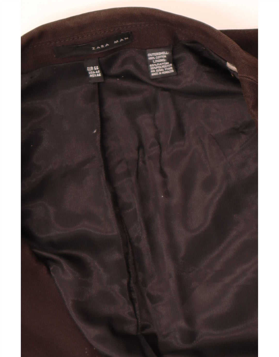 Zara Mens Military 2 Button Blazer Jacket EU 54 XL Brown Cotton
