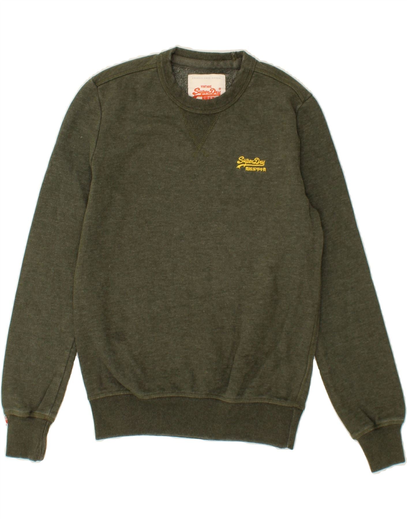 SUPERDRY Mens Sweatshirt Jumper Small Green Cotton Vintage