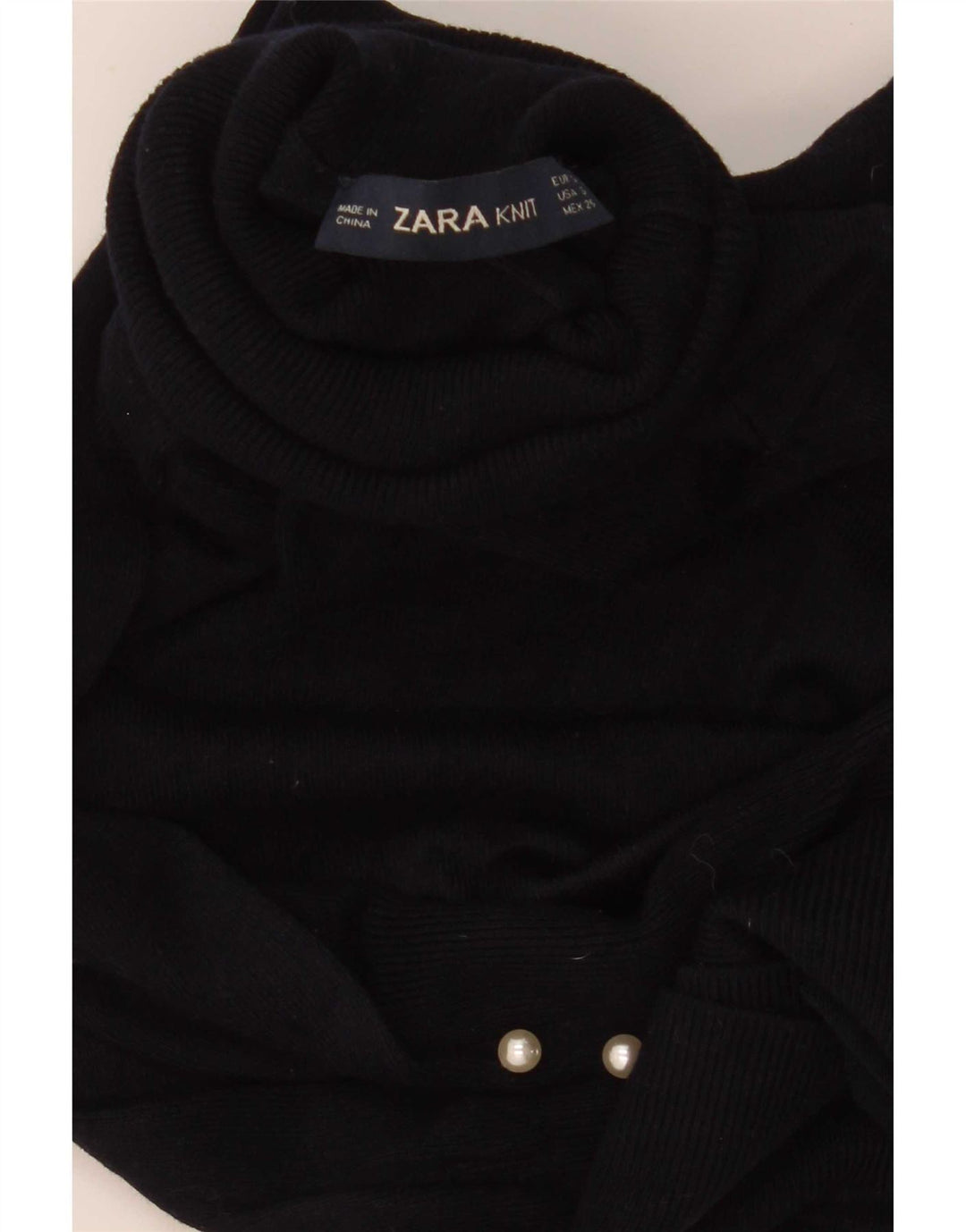 Zara Womens Roll Neck Jumper Sweater UK 8 Small Navy Blue