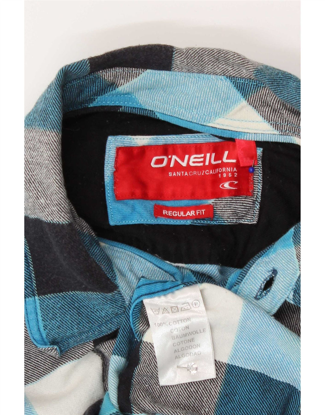 O'Neill Mens Regular Fit Flannel Shirt Medium Blue Gingham Cotton