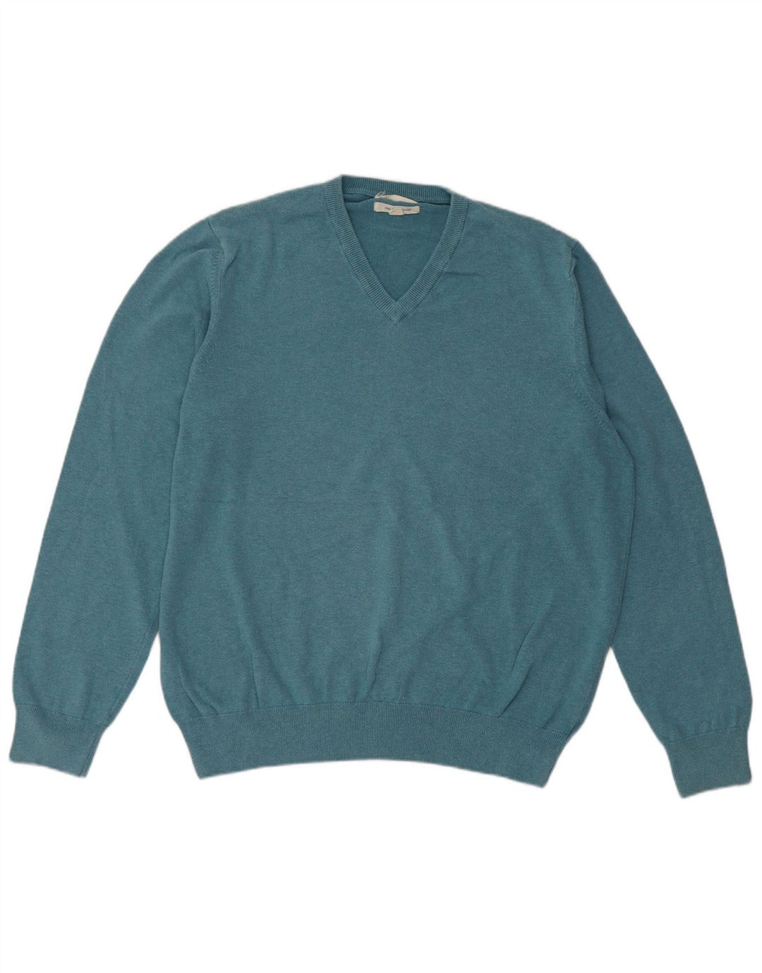 Marks & Spencer Mens V-Neck Jumper Sweater XL Blue Cotton