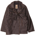 Vintage Womens Double Breasted Leather Jacket UK 20 2XL Brown