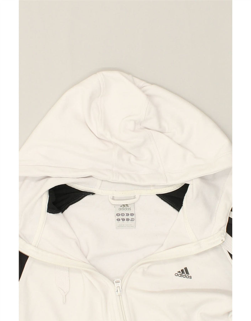 ADIDAS Womens Zip Hoodie Sweater UK 14 Large White Colourblock Polyester | Vintage Adidas | Thrift | Second-Hand Adidas | Used Clothing | Messina Hembry 