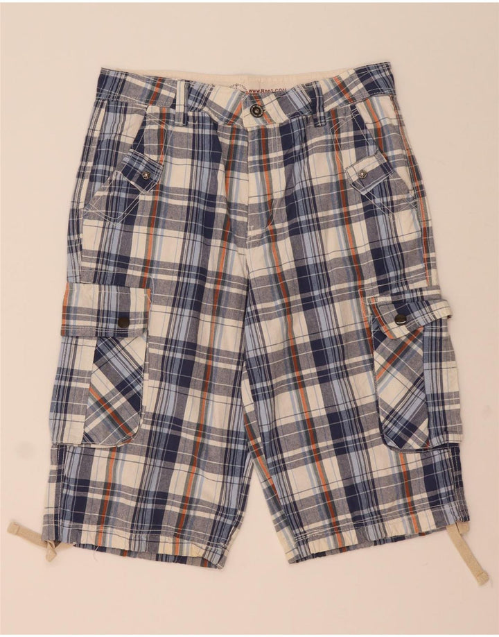 Vintage Mens Cargo Shorts W34 Large Blue Check