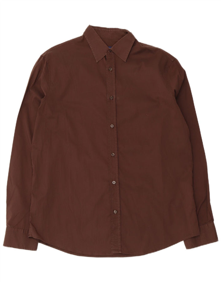 Trussardi Jeans Mens Shirt 2XL Brown Cotton