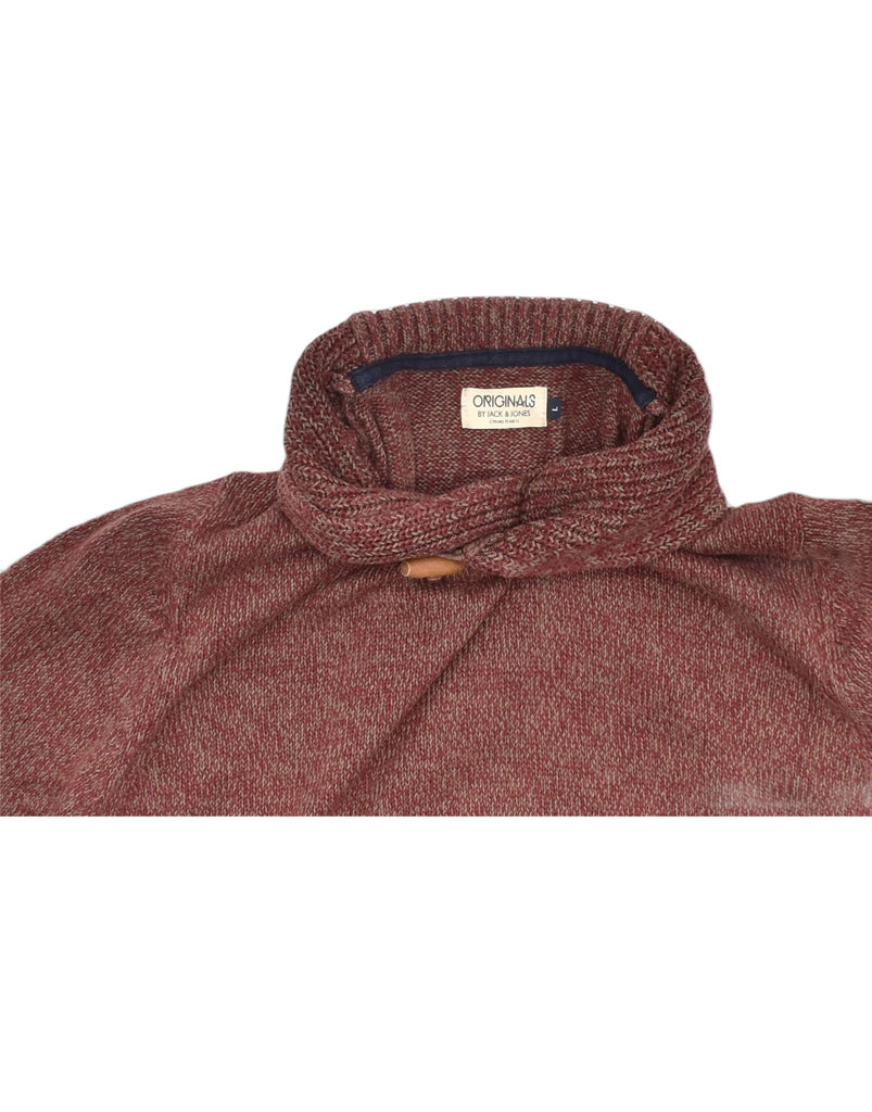 JACK & JONES Mens Shawl Neck Jumper Sweater Large Maroon Cotton | Vintage | Thrift | Second-Hand | Used Clothing | Messina Hembry 