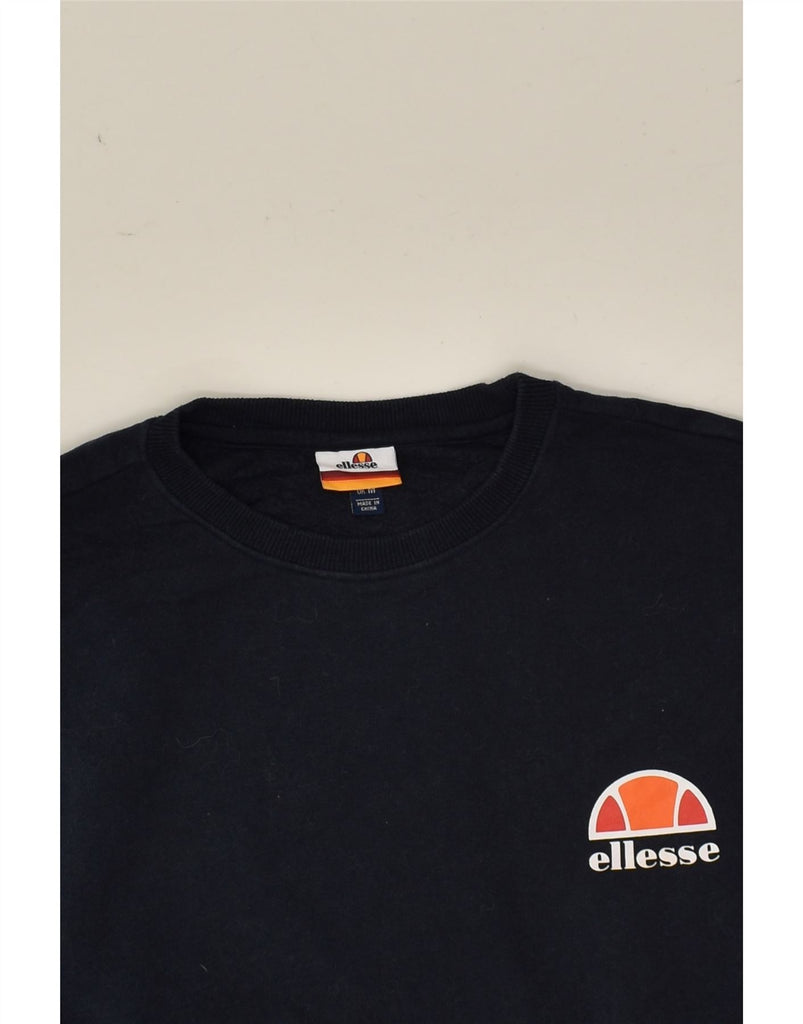 ELLESSE Mens Sweatshirt Jumper Medium Navy Blue Cotton | Vintage Ellesse | Thrift | Second-Hand Ellesse | Used Clothing | Messina Hembry 