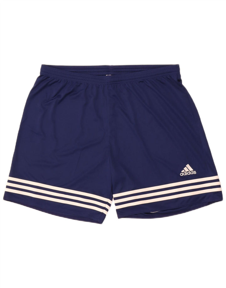 Adidas Mens Climalite Sport Shorts XL Navy Blue Striped Polyester