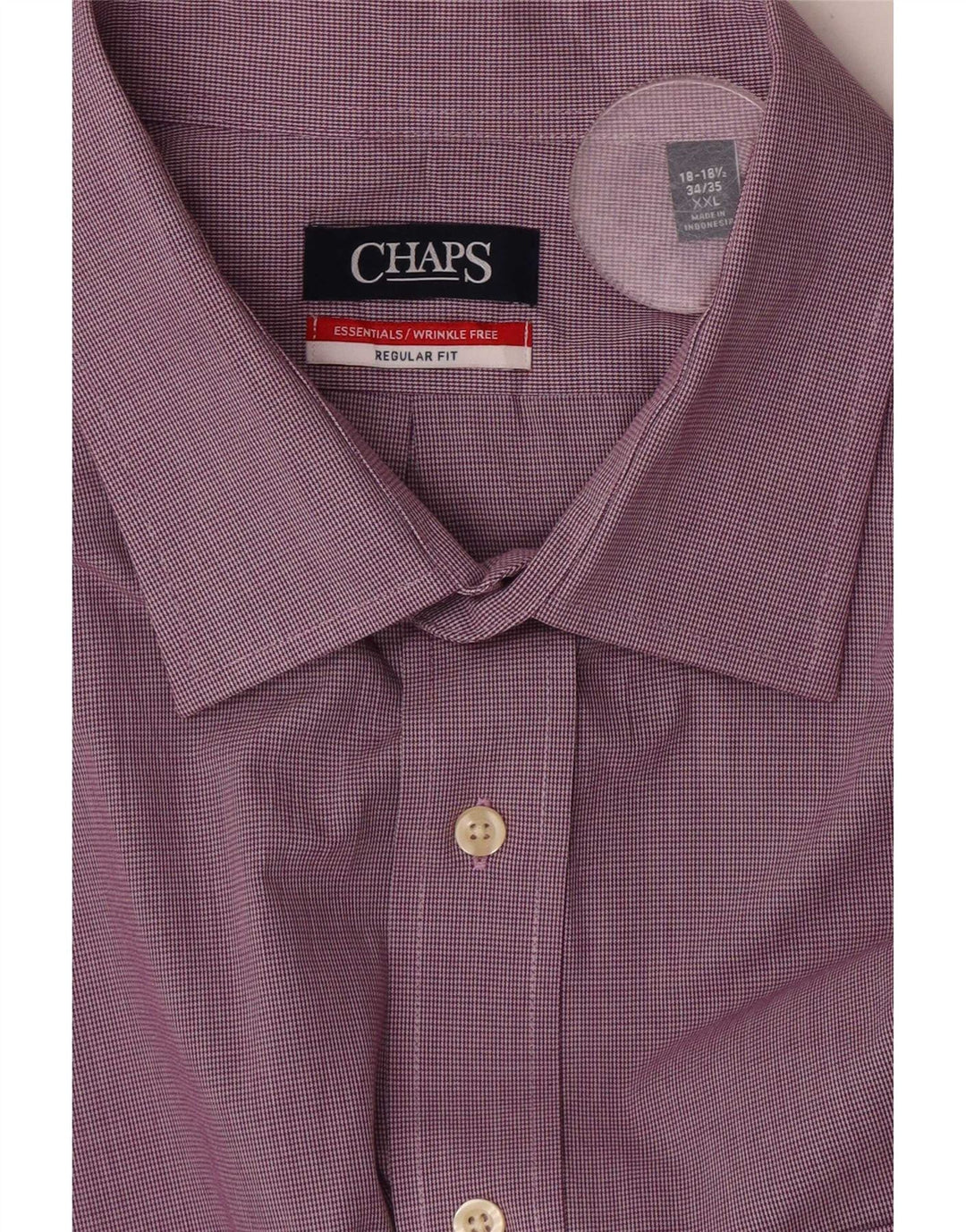 Chaps Mens Wrinkle Free Shirt Size 18 1/2 2XL Purple Houndstooth