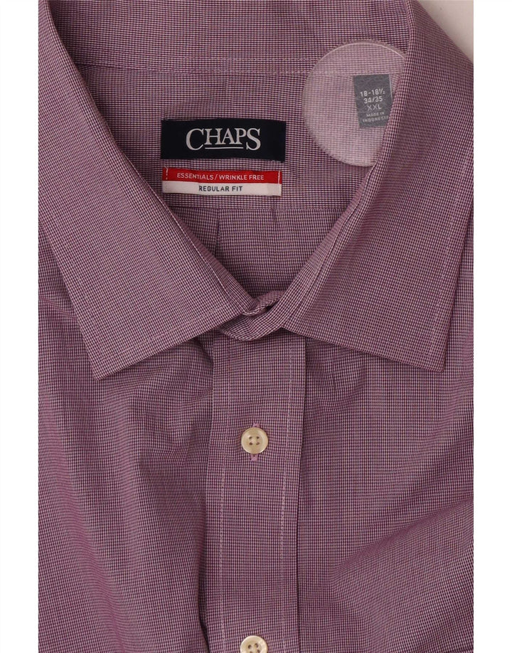 Chaps Mens Wrinkle Free Shirt Size 18 1/2 2XL Purple Houndstooth
