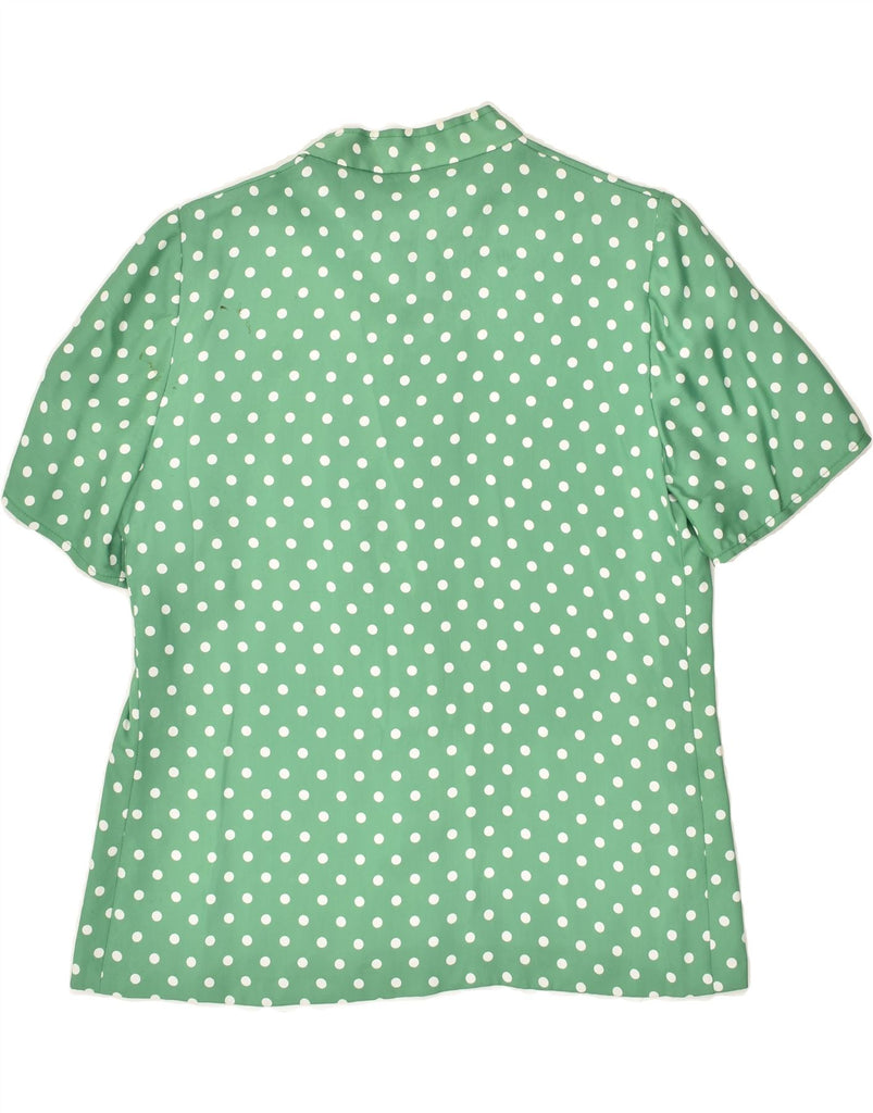 VINTAGE Womens Short Sleeve Shirt UK 12 Medium Green Polka Dot | Vintage Vintage | Thrift | Second-Hand Vintage | Used Clothing | Messina Hembry 