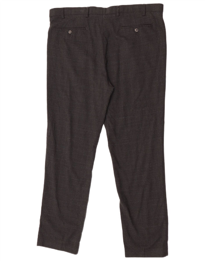 Marks & Spencer Mens Regular Suit Trousers W40 L32 Black Check Wool