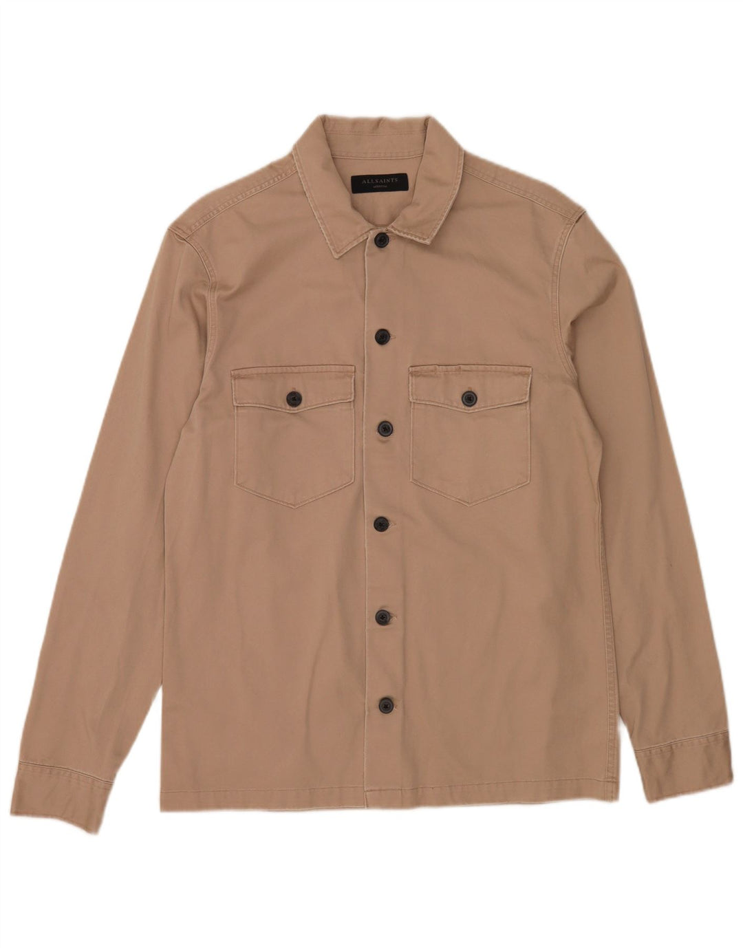 All Saints Mens Shirt Medium Beige Cotton