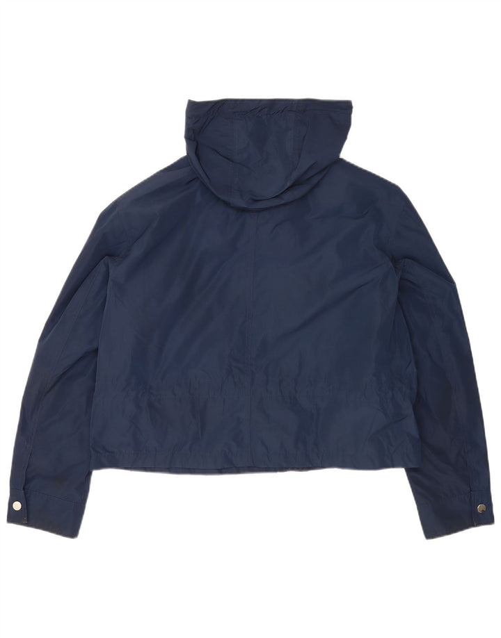 Marks & Spencer Womens Hooded Bomber Jacket UK 12 Medium Navy Blue