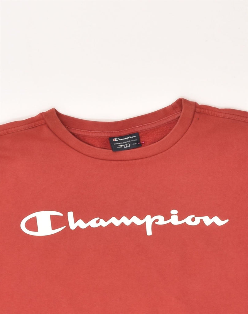 CHAMPION Mens Graphic Sweatshirt Jumper Large Red Cotton | Vintage Champion | Thrift | Second-Hand Champion | Used Clothing | Messina Hembry 