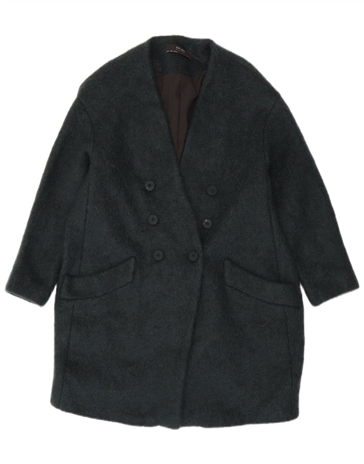 Zara Womens Double Breasted Coat UK 16 Large Green