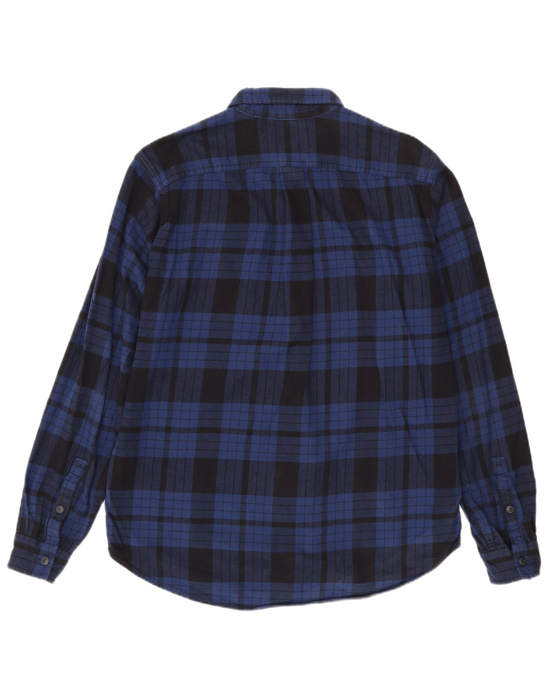 Eddie Bauer Mens Tall Relaxed Fit Flannel Shirt Large Navy Blue Check