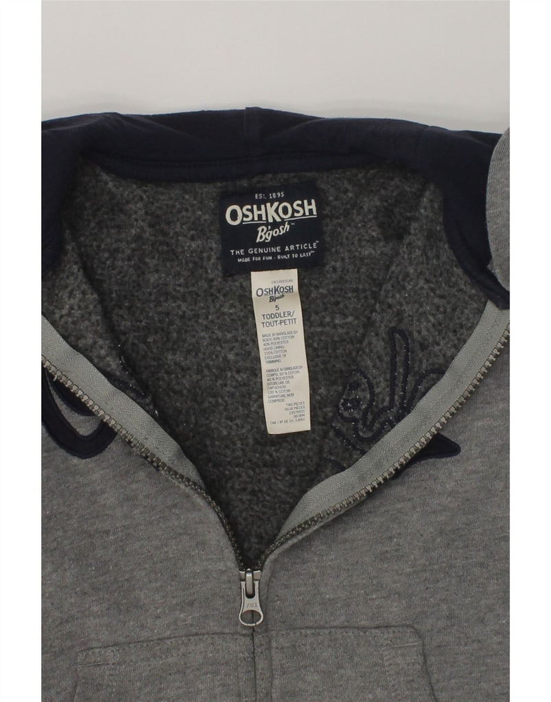 OSH KOSH Boys Graphic Zip Hoodie Sweater 4-5 Years Grey Cotton | Vintage Osh Kosh | Thrift | Second-Hand Osh Kosh | Used Clothing | Messina Hembry 