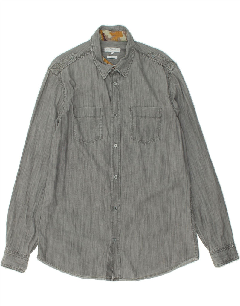 JULES Mens Slim Shirt XL Grey Cotton | Vintage Jules | Thrift | Second-Hand Jules | Used Clothing | Messina Hembry 