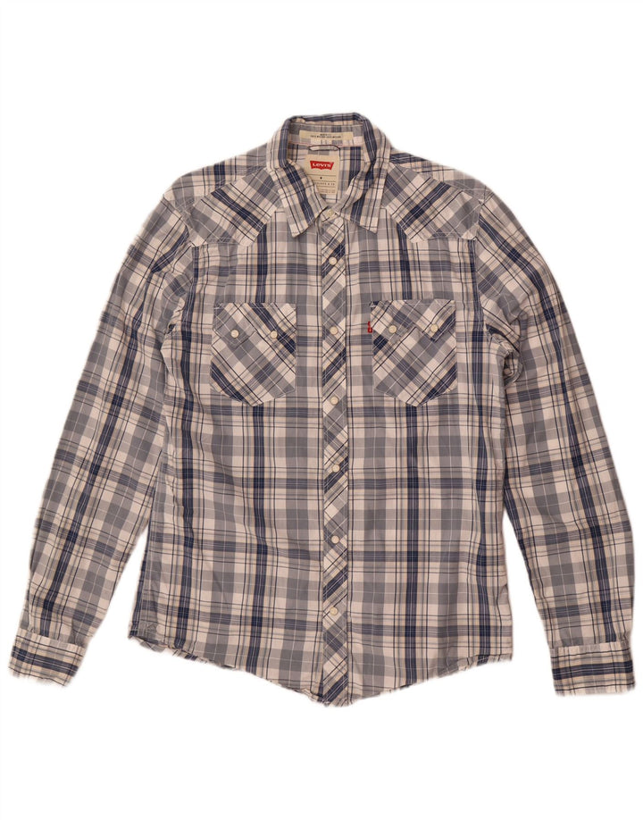 Levi's Mens Modern Fit Shirt Medium Navy Blue Check Cotton