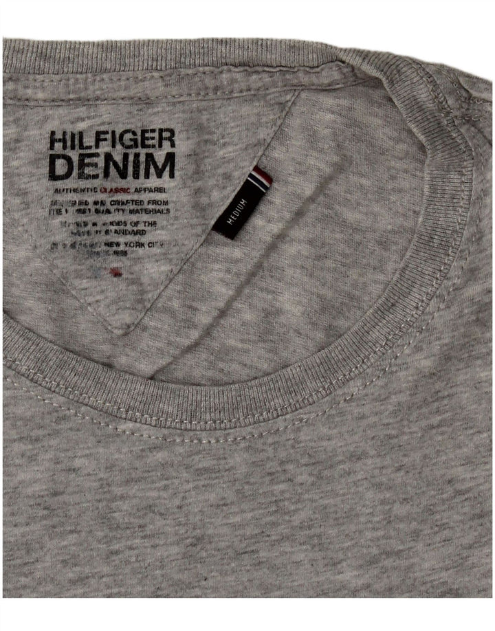 TOMMY HILFIGER Womens T-Shirt Top UK 14 Medium Grey Cotton