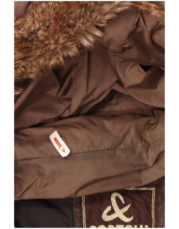 Scotch & Soda Mens Hooded Padded Jacket UK 40 Large Brown Polyamide