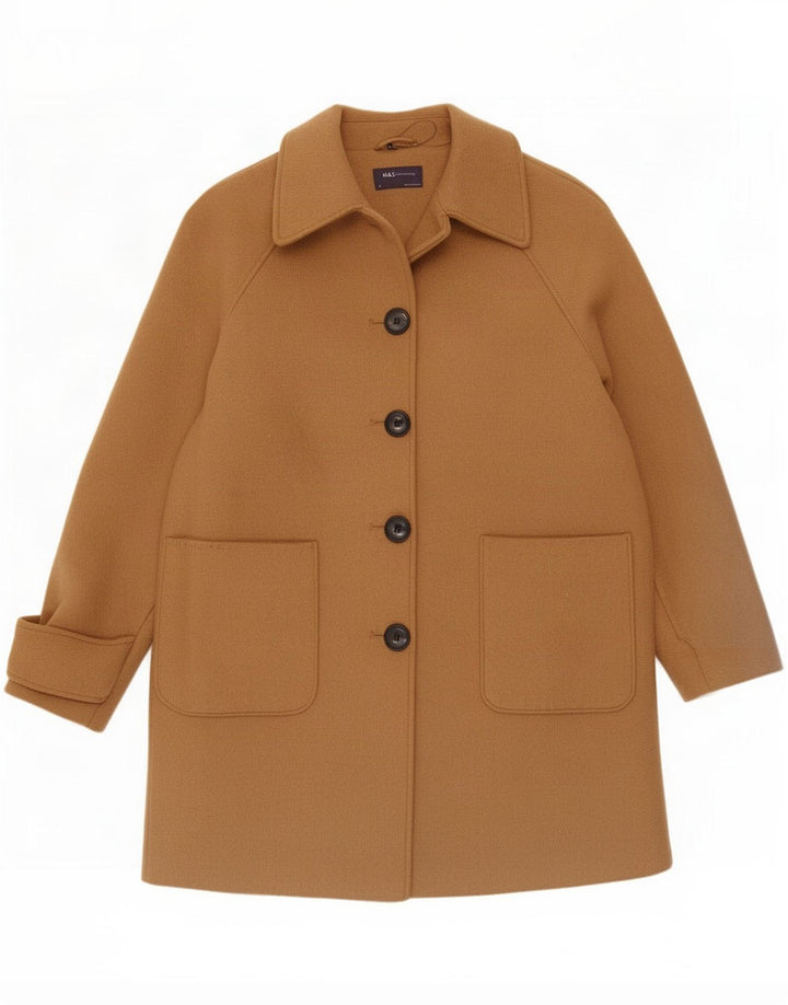 Marks & Spencer Womens Overcoat UK 14 Large Beige Polyester