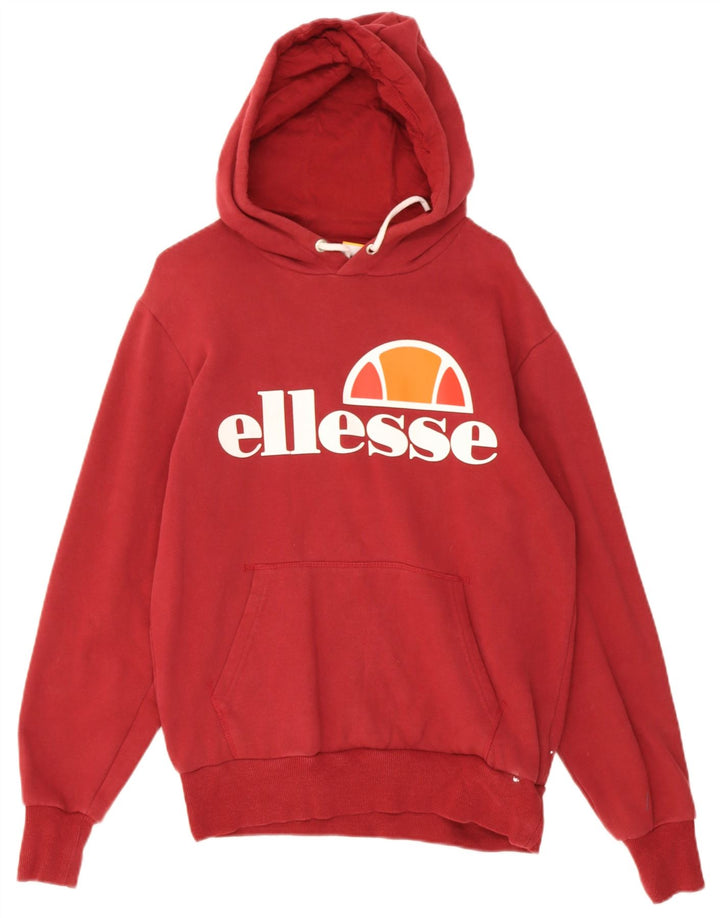 Ellesse Mens Graphic Hoodie Jumper Medium Red Cotton