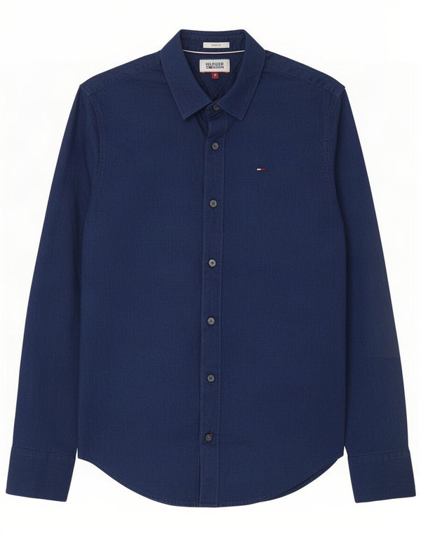 Tommy Hilfiger Mens Slim Fit Shirt Small Navy Blue Cotton