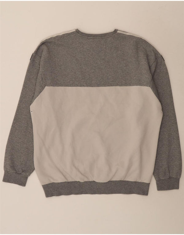 Adidas Mens Sweatshirt Jumper Large Grey Colourblock Cotton