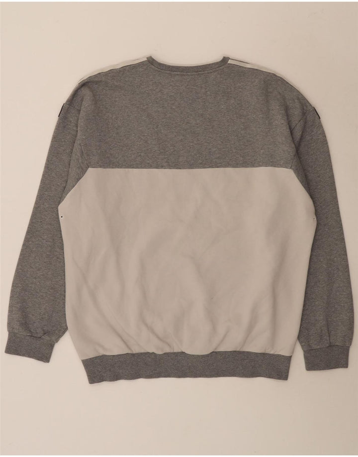 Adidas Mens Sweatshirt Jumper Large Grey Colourblock Cotton