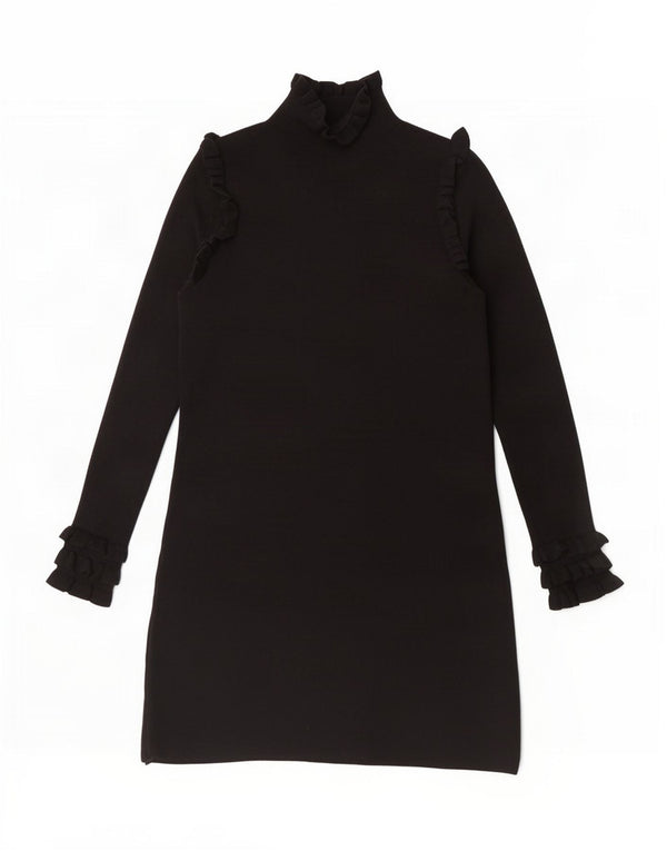 Zara Womens Long Sleeve Jumper Dress UK 12 Medium Black Viscose