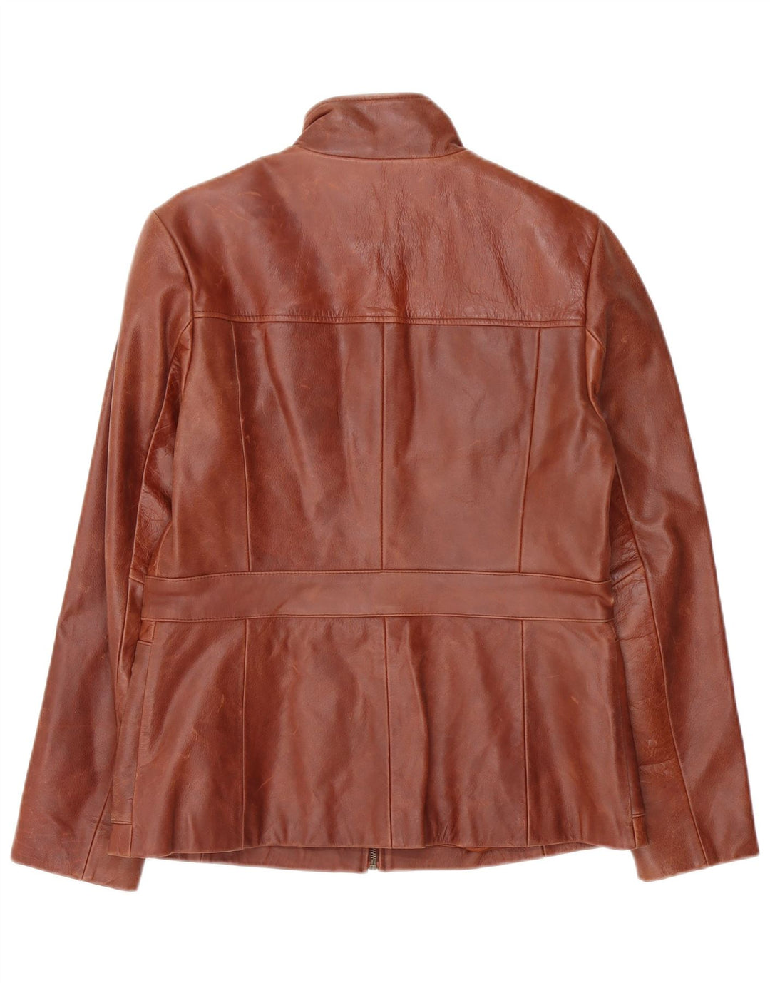 Principles Womens Leather Jacket UK 14 Medium Brown