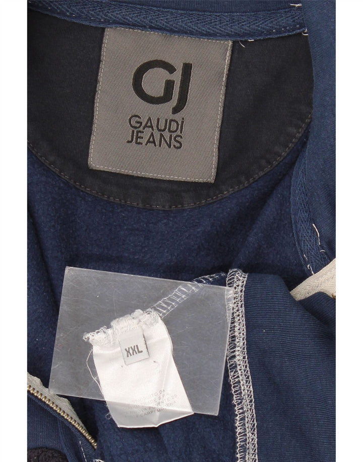 GAUDI Womens Graphic Tracksuit Top Jacket UK 20 2XL Navy Blue